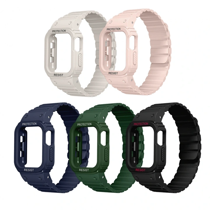 Apple Watch 7 45mm KRD-142 Airbag Tasarımlı Kasa Koruyuculu Silikon Kordon