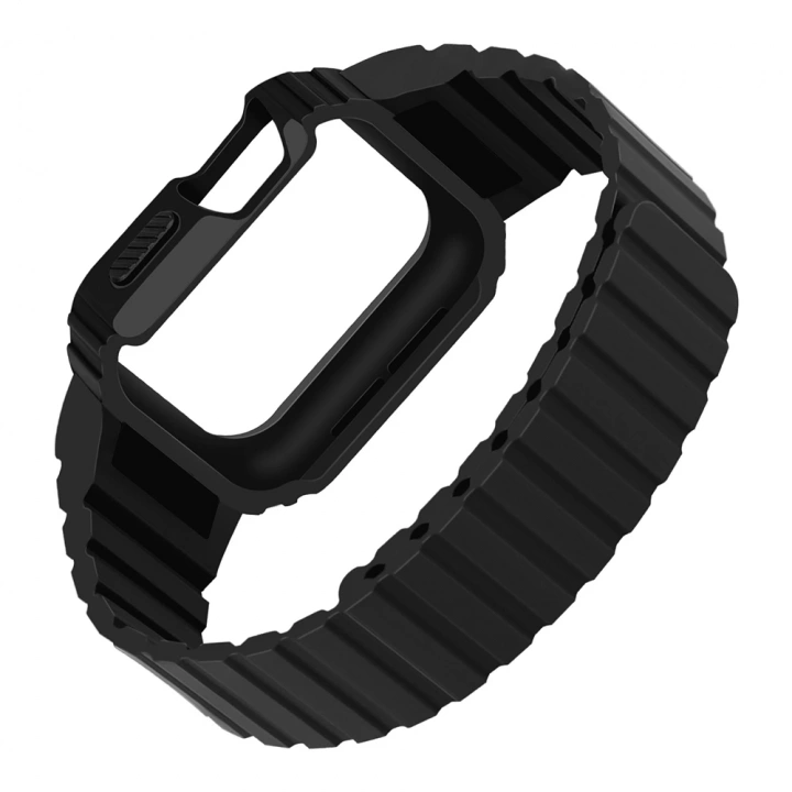 Apple Watch 7 45mm KRD-142 Airbag Tasarımlı Kasa Koruyuculu Silikon Kordon