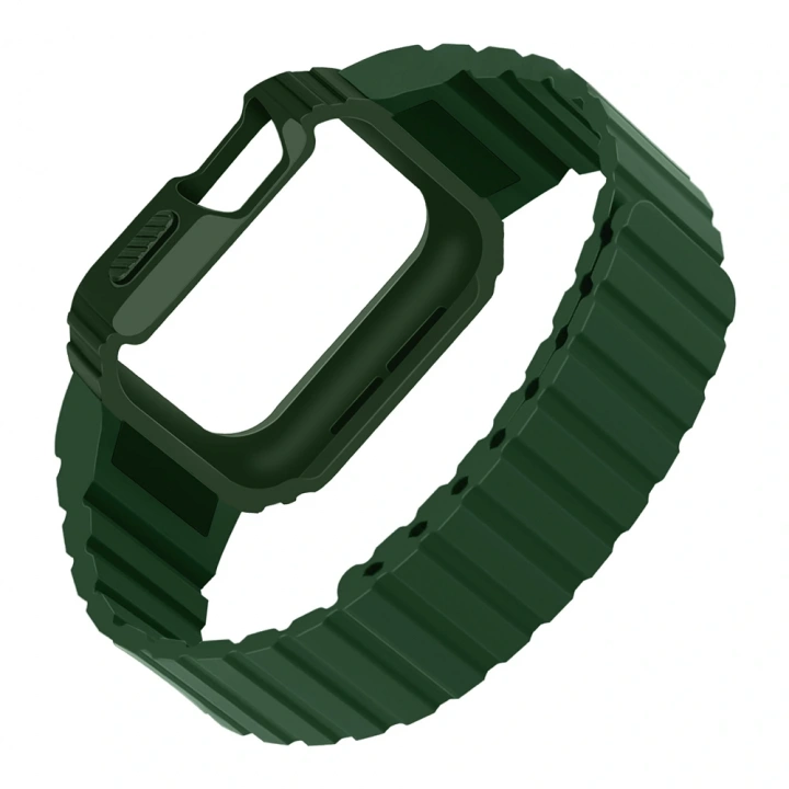Apple Watch 7 45mm KRD-142 Airbag Tasarımlı Kasa Koruyuculu Silikon Kordon