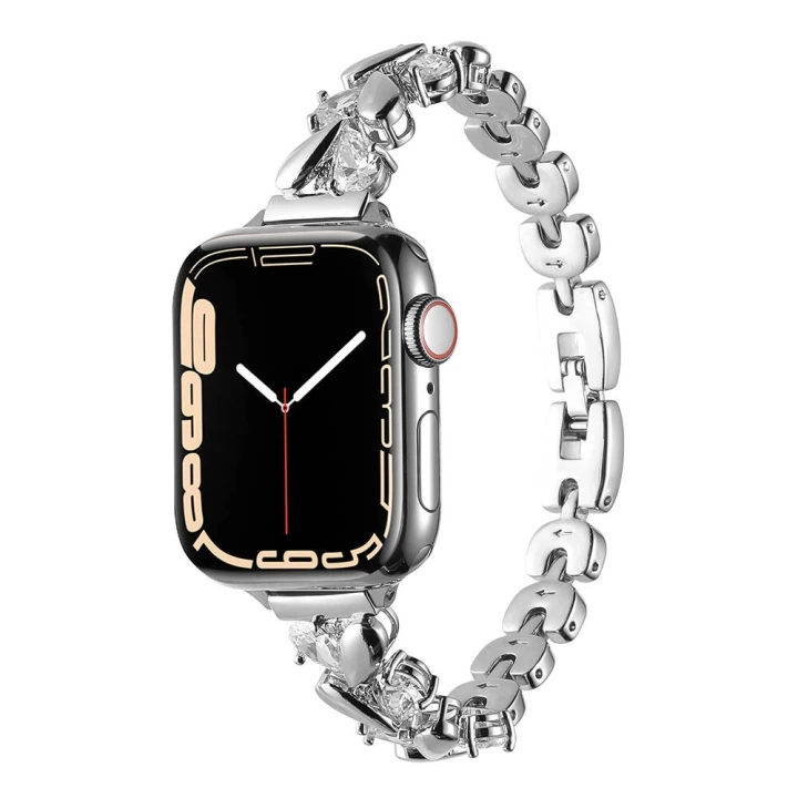 Apple Watch 7 8 42 44 45mm Redclick Taşlı Parlak Bilezik Kadın Metal Kordon 103