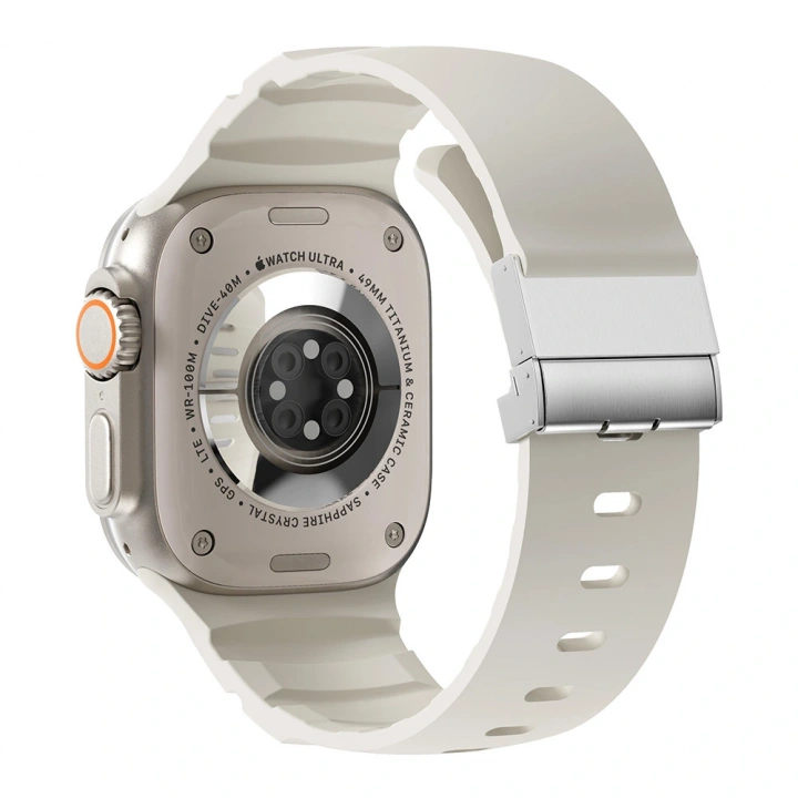 Apple Watch 7 45mm Redclick KRD-145 Metal Tokalı Silikon Kordon