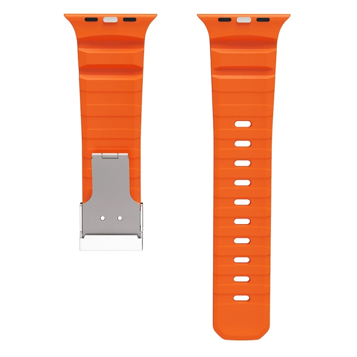 Apple Watch 7 45mm Redclick KRD-145 Metal Tokalı Silikon Kordon