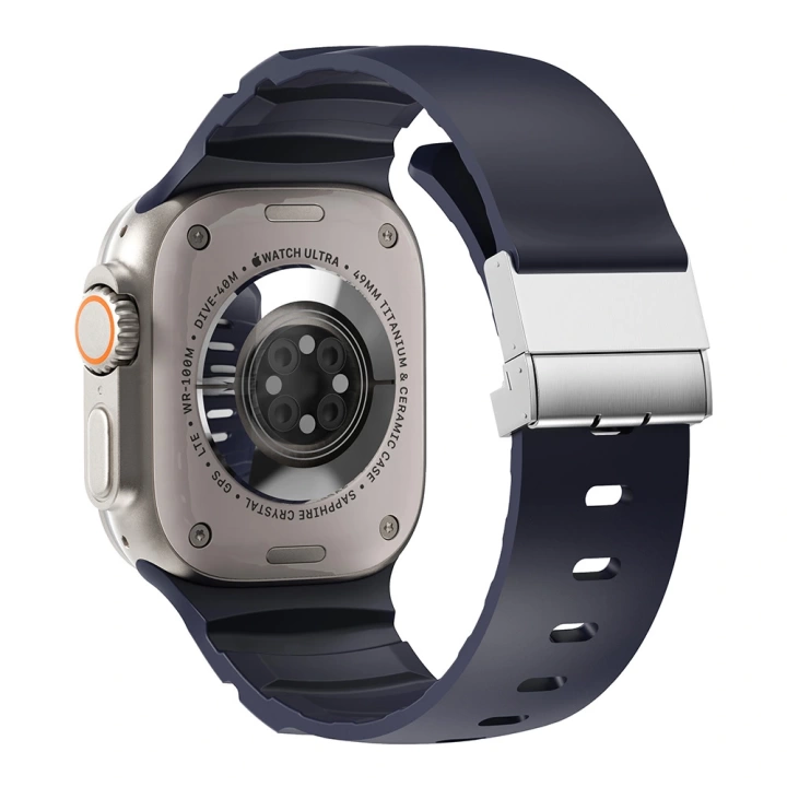 Apple Watch 7 45mm Redclick KRD-145 Metal Tokalı Silikon Kordon