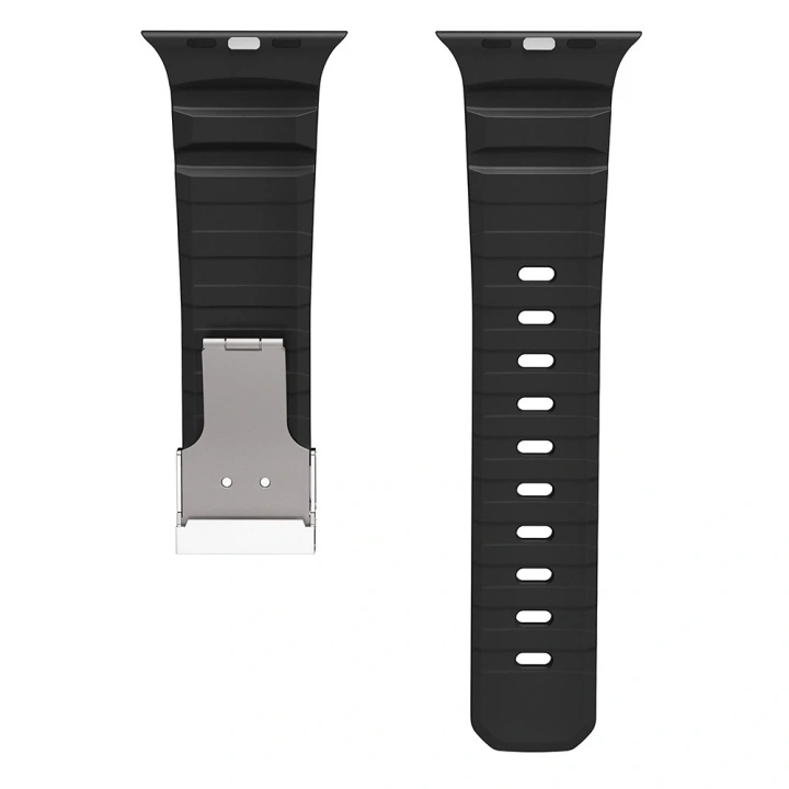 Apple Watch 7 45mm Redclick KRD-145 Metal Tokalı Silikon Kordon