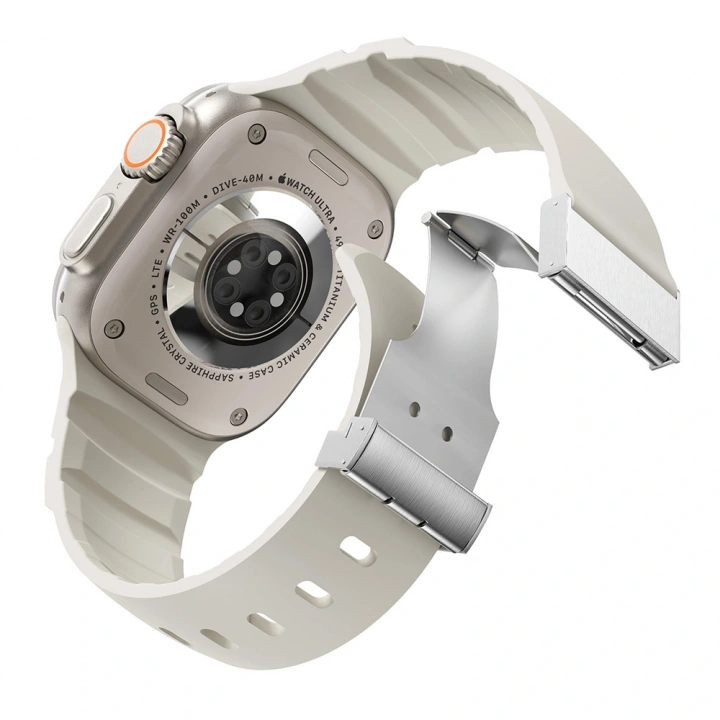 Apple Watch 7 45mm Redclick KRD-145 Metal Tokalı Silikon Kordon