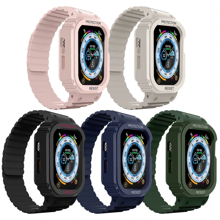 Apple Watch Ultra 49mm KRD-142 Airbag Tasarımlı Kasa Koruyuculu Silikon Kordon