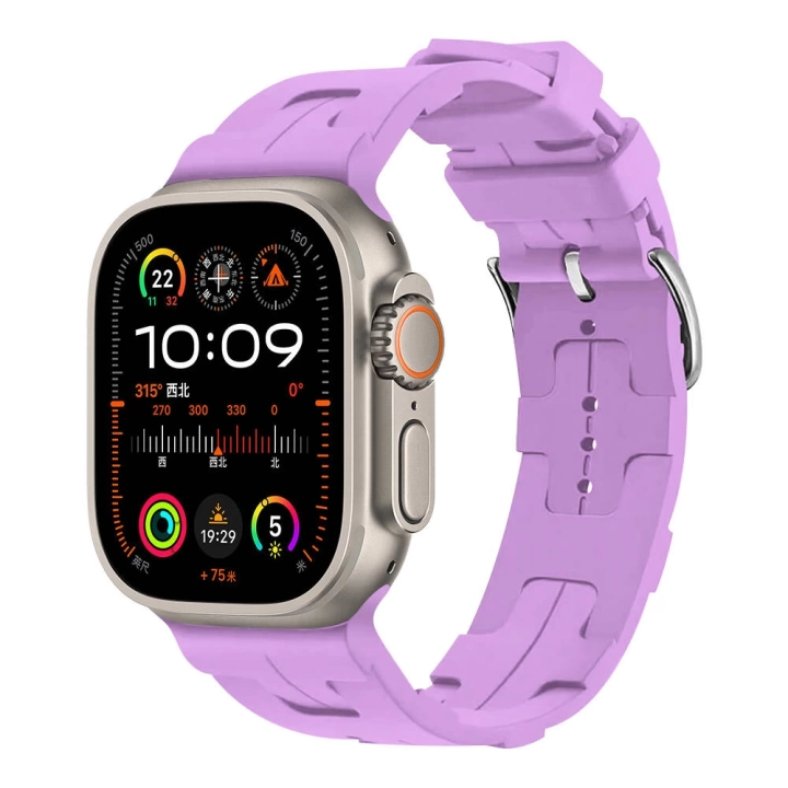 Apple Watch Ultra Ultra 2 49mm KRD-92  Metal Tokalı Silikon Kordon