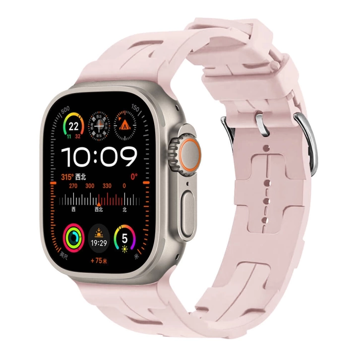 Apple Watch Ultra Ultra 2 49mm KRD-92  Metal Tokalı Silikon Kordon