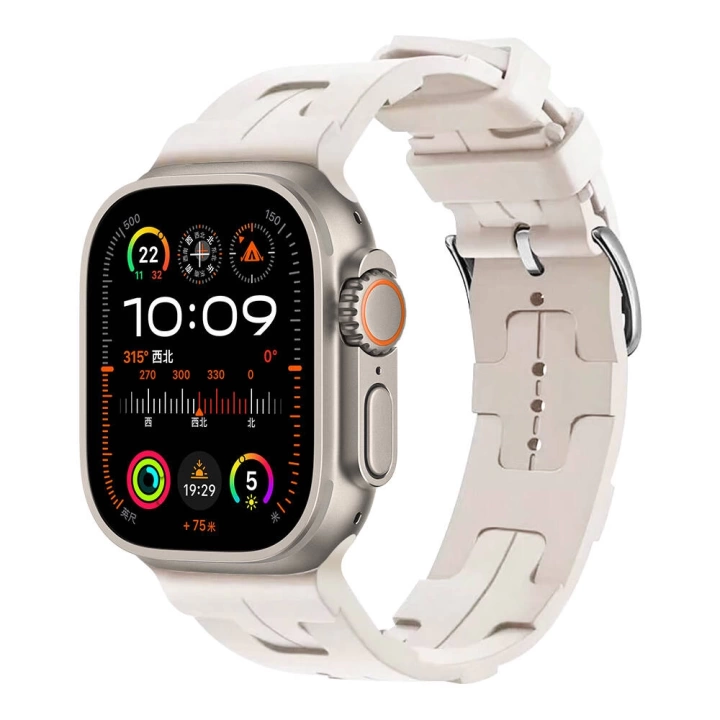 Apple Watch Ultra Ultra 2 49mm KRD-92  Metal Tokalı Silikon Kordon