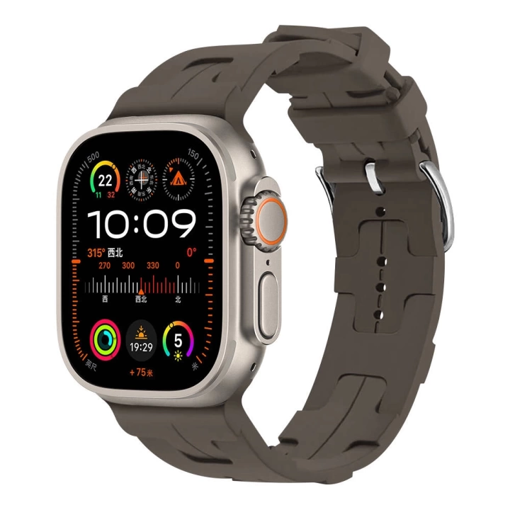 Apple Watch Ultra Ultra 2 49mm KRD-92  Metal Tokalı Silikon Kordon