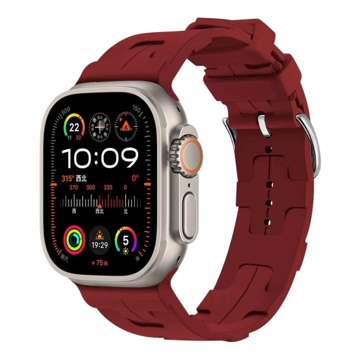 Apple Watch Ultra Ultra 2 49mm KRD-92  Metal Tokalı Silikon Kordon