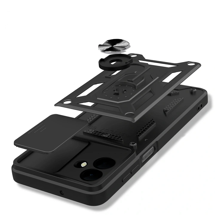 Galaxy A07 Kılıf Magnetik Standlı Kamera Korumalı Redclick Sürgülü Vega Kapak