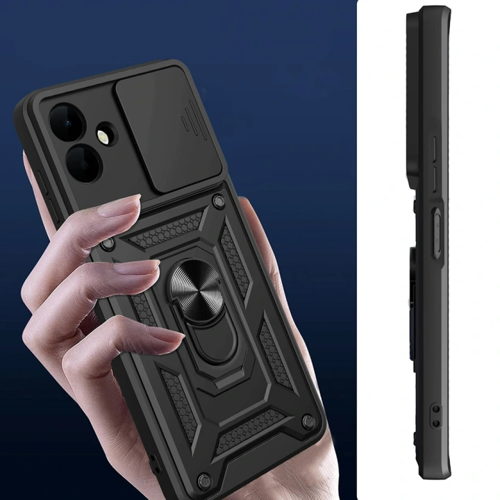 Galaxy A07 Kılıf Magnetik Standlı Kamera Korumalı Redclick Sürgülü Vega Kapak
