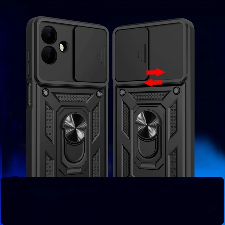 Galaxy A07 Kılıf Magnetik Standlı Kamera Korumalı Redclick Sürgülü Vega Kapak