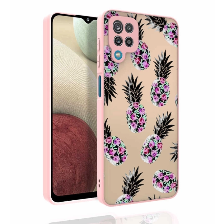 Galaxy A12 Kılıf Desenli Kamera Korumalı Parlak Redclick Nora Kapak