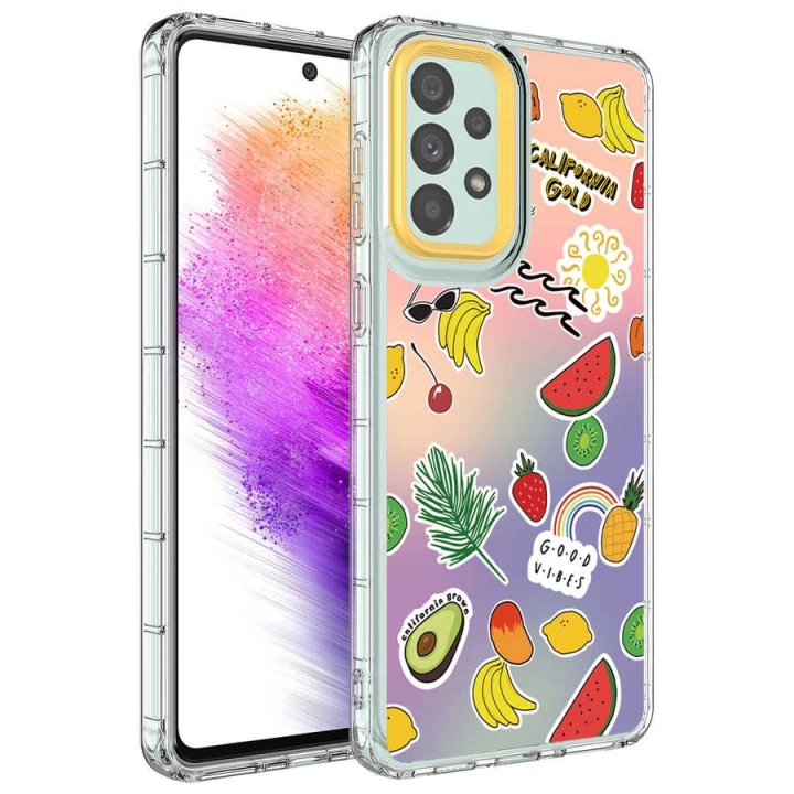 Galaxy A13 4g Kılıf Kamera Korumalı Renkli Desenli Sert Silikon Redclick Korn Kapak