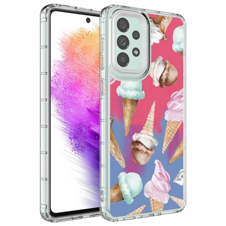 Galaxy A13 4g Kılıf Kamera Korumalı Renkli Desenli Sert Silikon Redclick Korn Kapak