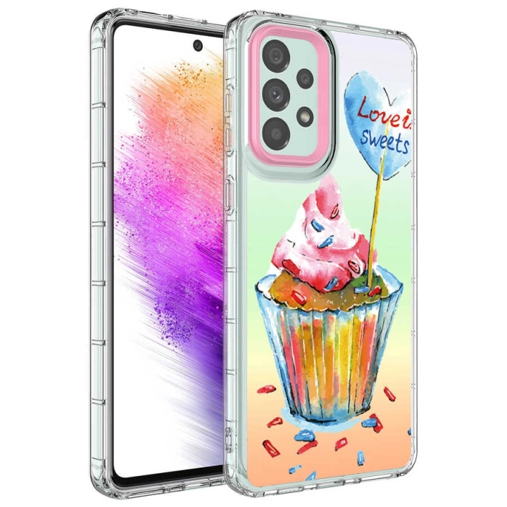 Galaxy A13 4g Kılıf Kamera Korumalı Renkli Desenli Sert Silikon Redclick Korn Kapak