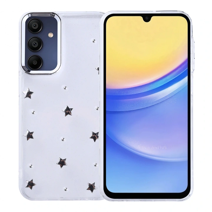 Galaxy A15 Kılıf Airbag Tasarımlı Simli Şeffaf Redclick Kutup Kapak