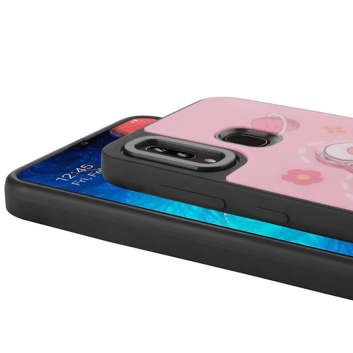 Galaxy A20 Kılıf Parlayan Kabartmalı İkonik Figürlü Redclick Amas Silikon Kapak