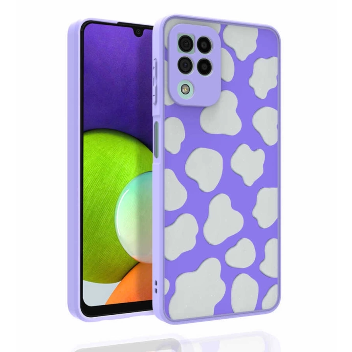 Galaxy A22 4g Kılıf Desenli Kamera Korumalı Parlak Redclick Nora Kapak