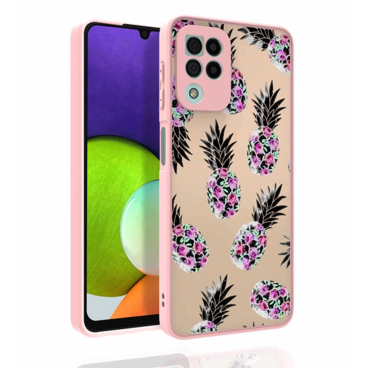 Galaxy A22 4g Kılıf Desenli Kamera Korumalı Parlak Redclick Nora Kapak