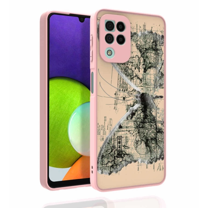 Galaxy A22 4g Kılıf Desenli Kamera Korumalı Parlak Redclick Nora Kapak