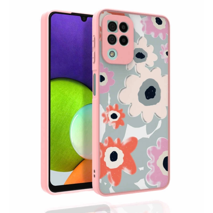 Galaxy A22 4g Kılıf Desenli Kamera Korumalı Parlak Redclick Nora Kapak
