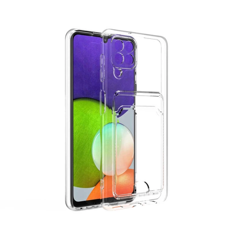 Galaxy A22 4g Kılıf Kartlıklı Şeffaf Redclick Setra Clear Silikon Kapak