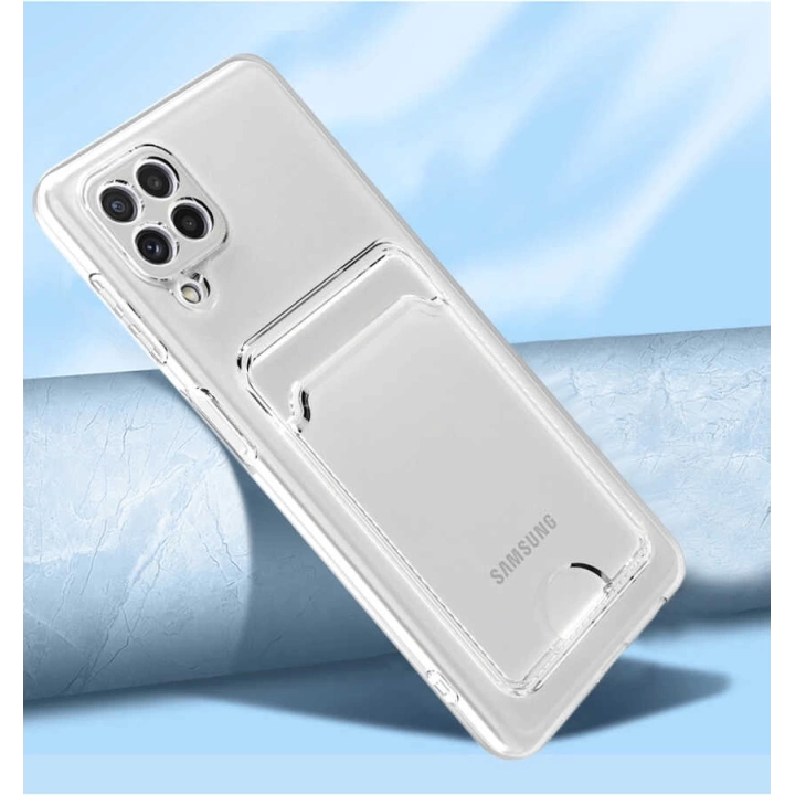 Galaxy A22 4g Kılıf Kartlıklı Şeffaf Redclick Setra Clear Silikon Kapak