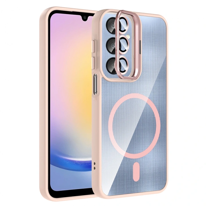 Galaxy A25 Kılıf Standlı ve Kamera Lens Hediyeli M-Safe Şarj Özellikli Redclick Etro Kapak