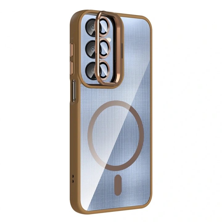 Galaxy A25 Kılıf Standlı ve Kamera Lens Hediyeli M-Safe Şarj Özellikli Redclick Etro Kapak