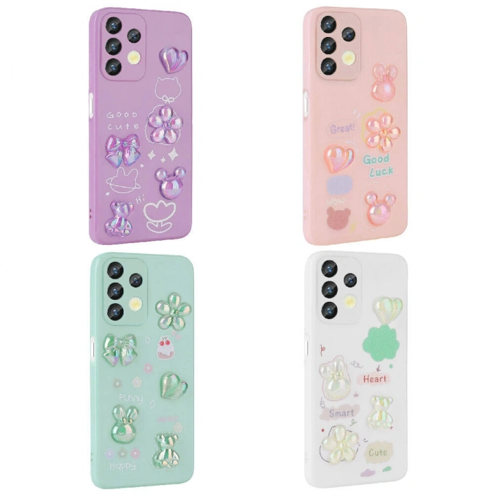 Galaxy A32 4G Kılıf Kabartma Figürlü Parlak Redclick Toys Silikon Kapak