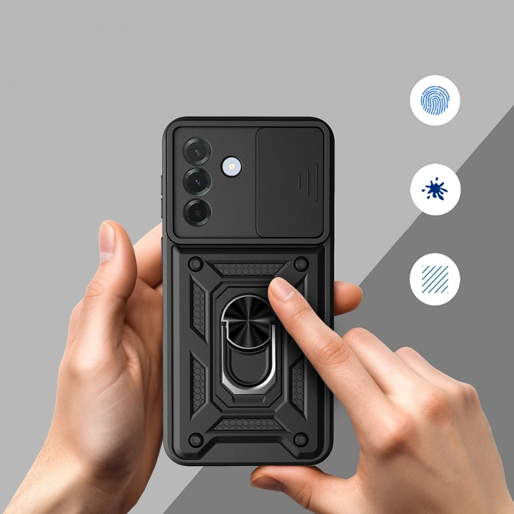 Galaxy A37 Kılıf Magnetik Standlı Kamera Korumalı Redclick Sürgülü Vega Kapak