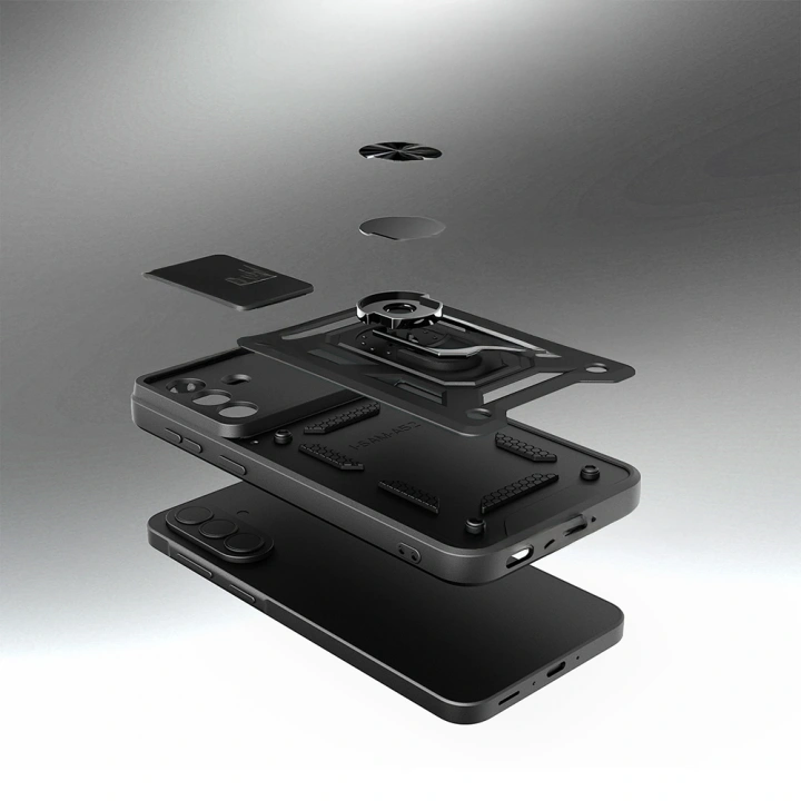 Galaxy A37 Kılıf Magnetik Standlı Kamera Korumalı Redclick Sürgülü Vega Kapak