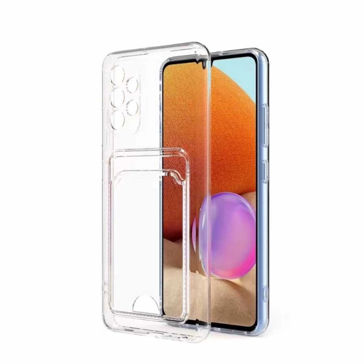 Galaxy A52 Kılıf Kartlıklı Şeffaf Redclick Setra Clear Silikon Kapak