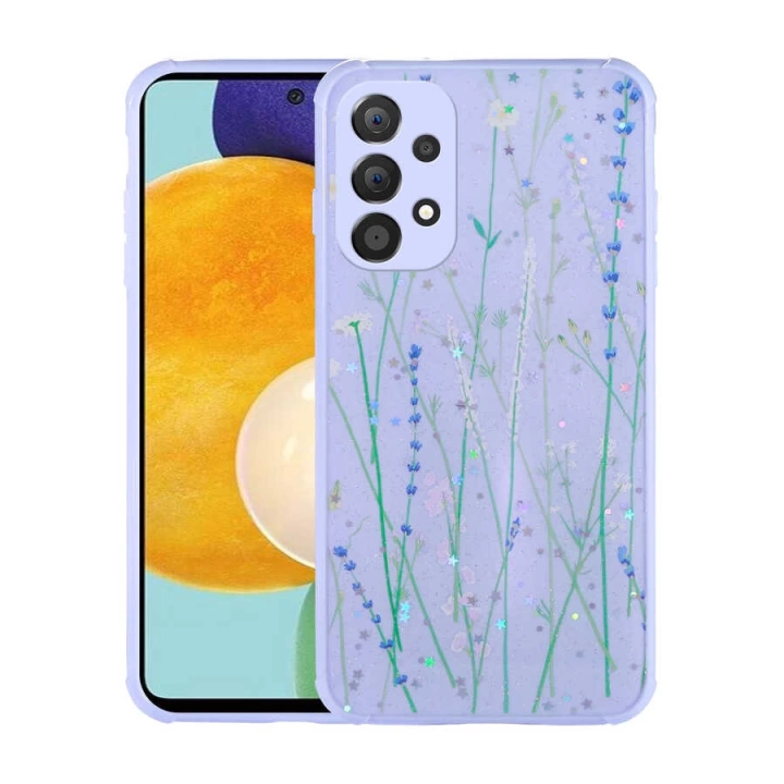 Galaxy A52 Kılıf Simli Desenli Kamera Korumalı Parlak Redclick Popy Kapak