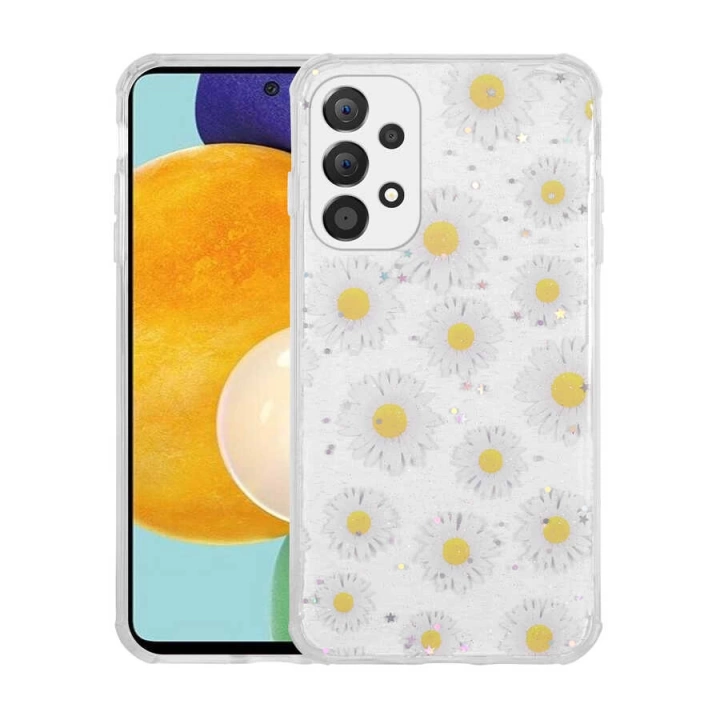 Galaxy A52 Kılıf Simli Desenli Kamera Korumalı Parlak Redclick Popy Kapak