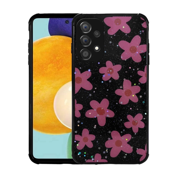 Galaxy A52 Kılıf Simli Desenli Kamera Korumalı Parlak Redclick Popy Kapak