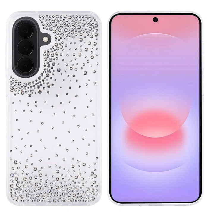 Galaxy A57 Kılıf Airbag Tasarımlı Damla Taşlı Şeffaf Redclick Pera Silikon Kapak