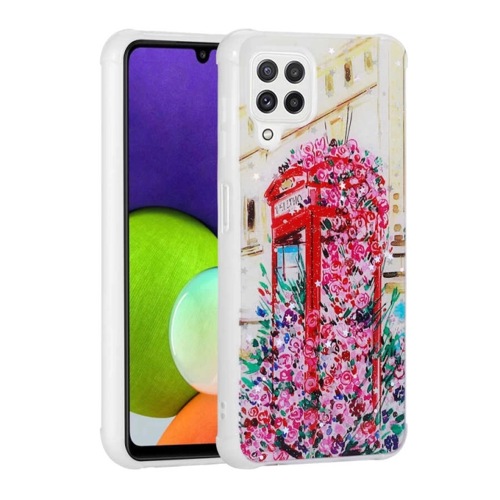 Galaxy M32 Kılıf Simli Desenli Kamera Korumalı Parlak Redclick Popy Kapak