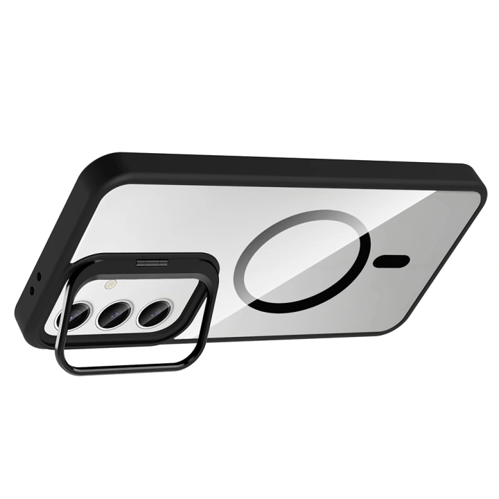 Galaxy S24 FE Kılıf Standlı ve Kamera Lens Hediyeli M-Safe Şarj Özellikli Redclick Etro Kapak