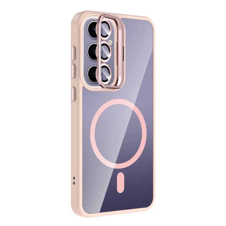 Galaxy S24 Plus Kılıf Standlı ve Kamera Lens Hediyeli M-Safe Şarj Özellikli Redclick Etro Kapak
