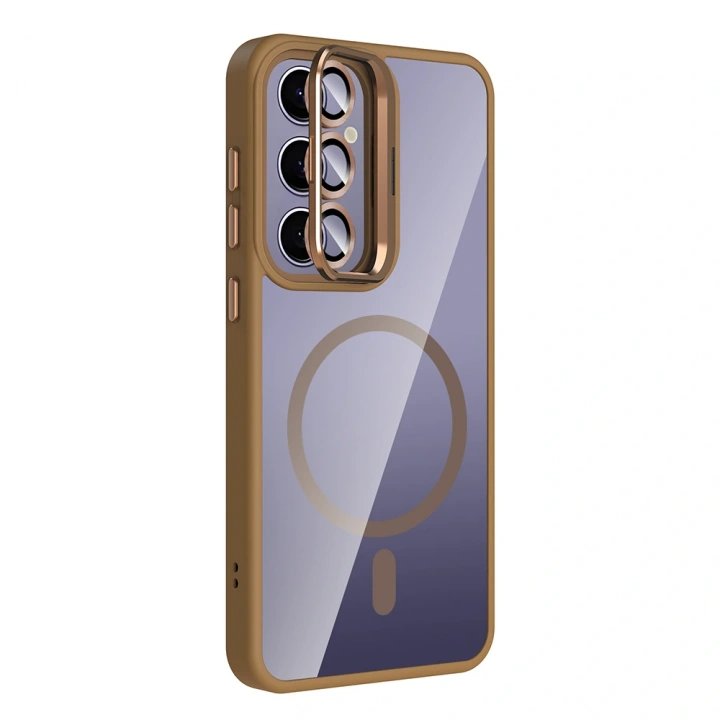 Galaxy S24 Plus Kılıf Standlı ve Kamera Lens Hediyeli M-Safe Şarj Özellikli Redclick Etro Kapak