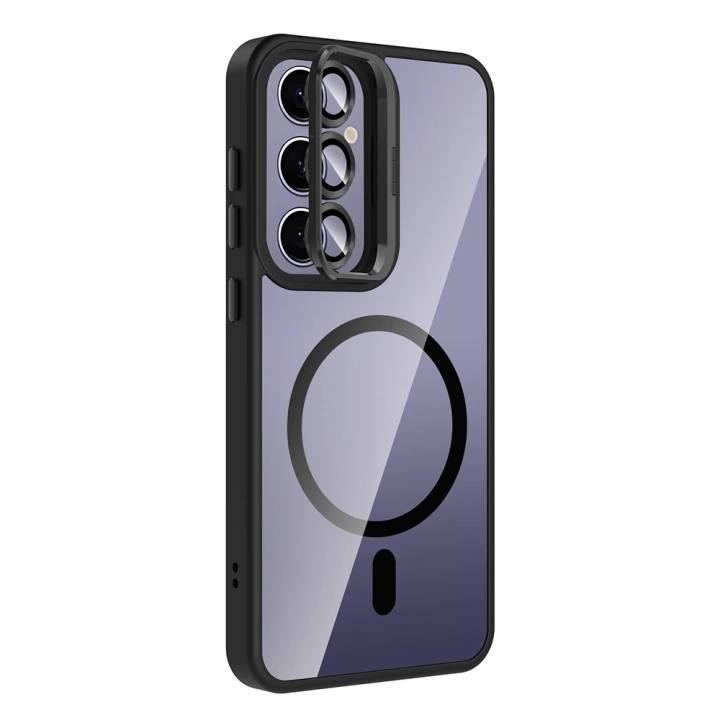 Galaxy S24 Plus Kılıf Standlı ve Kamera Lens Hediyeli M-Safe Şarj Özellikli Redclick Etro Kapak