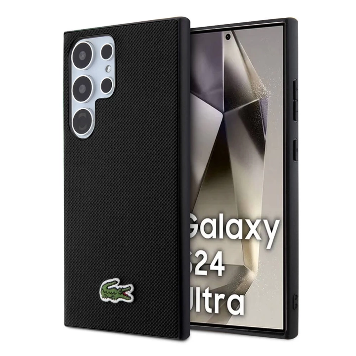 Galaxy S24 Ultra Kılıf Lacoste Orjinal Lisanslı PU Pike Desenli Arka Yüzey İkonik Timsah Dokuma Logolu Kapak