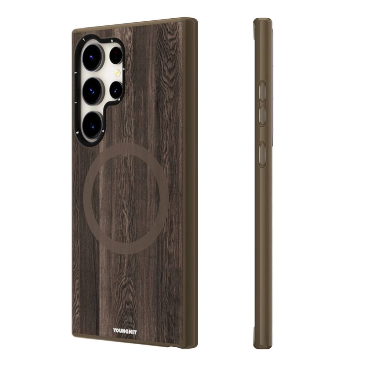 Galaxy S24 Ultra Kılıf Magsafe Şarj Özellikli Sararmaya Dayanıklı Youngkit Wood Forest Serisi Kapak