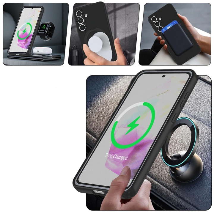 Galaxy S25 FE Kılıf M-safe Şarj Özellikli Standlı Redclick Samara Kapak