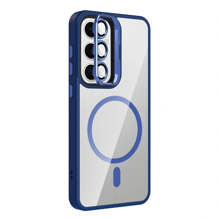 Galaxy S25 FE Kılıf Standlı ve Kamera Lens Hediyeli M-Safe Şarj Özellikli Redclick Etro Kapak