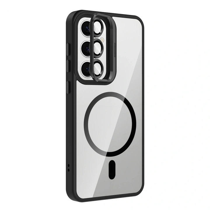 Galaxy S25 FE Kılıf Standlı ve Kamera Lens Hediyeli M-Safe Şarj Özellikli Redclick Etro Kapak